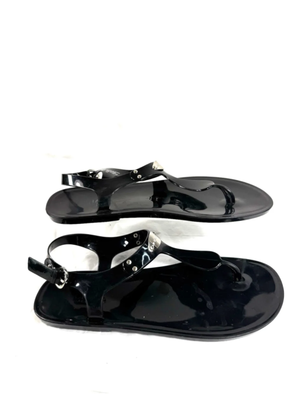 MICHAEL KORS MK PLATE ICONIC JELLY PVC LOGO THONG SANDALS SIZE 8